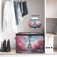 thumbnail image 6 of CURLYOOT Paris Eiffel Tower Pinks Storage Bin with Zipper Lid, Fabric Decorative Lidded Storage Baskets Boxes, Foldable Organizer Container Basket for Bedroom Closet Shelf, 6 of 8