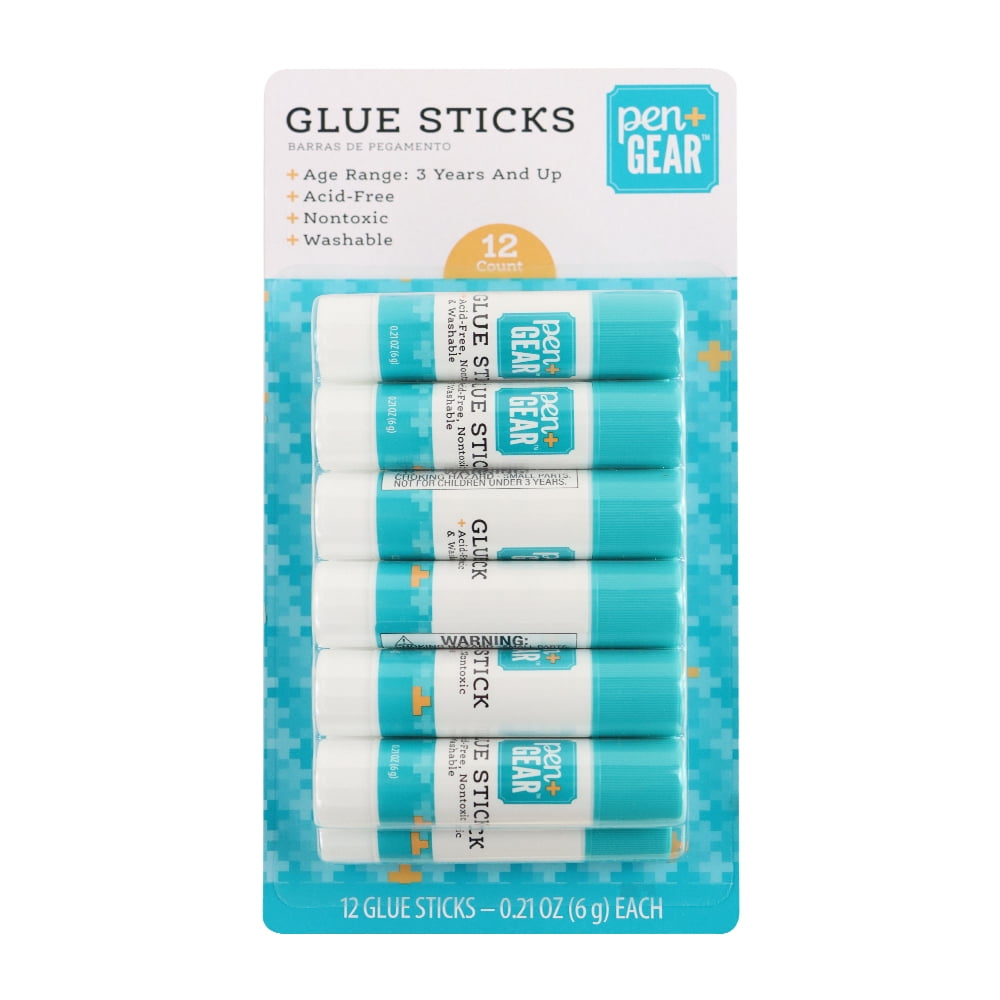 Pen+Gear All Purpose School Glue Sticks, Washable, 6g, 12 Count, White