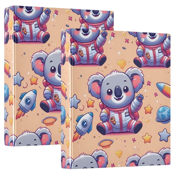 Cute Astronaut Koala Hardcover 3 Ring Binder 1.5” Round Rings Binder Organizer Letter Size Paper Pockets School Office Supplies