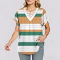 thumbnail image 6 of Aimik Women's Casual Striped Print T-Shirt with V-Neck and Short Sleeve Fashion Cross-Neckline Summer Top, 6 of 6