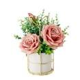 thumbnail image 1 of Billuyoard Impresionantes flores artificiales con jarrón natural en interiores o exteriores, juego de flores de simulación Decoración polvo de rosa, 1 of 6