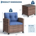 thumbnail image 2 of IdealHouse 3-Piece PE Rattan Patio Set, Outdoor Chairs & Glass Table – All-Weather Conversation Set for Patio, Balcony (Brown & Blue), 2 of 6