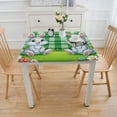 thumbnail image 3 of HAOXIT Tablecloth Waterproof For Square/Rectangle Tablecloths Ear Decorations Gifts, Spring Polyester Table Cloths, Checkered Green Table Cloth For Party 60''x60'', 3 of 7