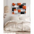 thumbnail image 3 of Orange Gray Black Wall Art for Living Room,Canvas Picture Wall Decor for Bathroom Bedroom,Modern Abstract Geometric Plaid Painting Artwork for Office Kitchen Hallway Dining Room Home Decor 16"x20", 3 of 8