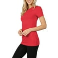thumbnail image 4 of Womens Basic Cotton Crew Neck Short Sleeve Long Tee Shirt, 4 of 7