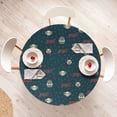 thumbnail image 4 of Ambesonne Christmas Emoji Fitted Round Tablecloth, Xmas Winter Art, 40"- 44" Diameter, Dark Teal Pale Seafoam, 4 of 5