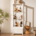 thumbnail image 6 of 71'' Freestanding Display Cabinet with 2 Storage Drawers, Upholstered Pantry with Ceiling Light,Wine Cabinet with Glass Door and Adjustable Shelves, 6 of 6