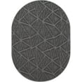 thumbnail image 1 of Indoor Outdoor custom size area rugs made in USA pattern Geometrical comes in Ten colors and Nine shapes rectangular,round,square,runners,oval,hexagon,octagon,half round - Grey, 5' x 8' Oval Area Rugs, 1 of 1