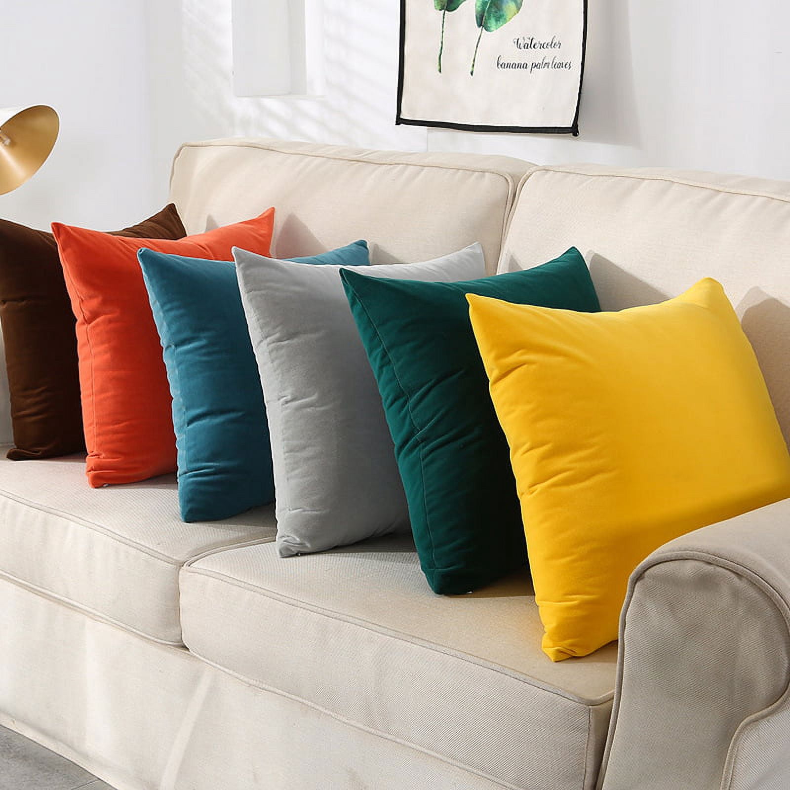 Dtwnek Pack of 2 Soft Thick Velvet Throw Pillow Covers Decorative Solid Square Cushion Cases for Sofa Couch Bedroom Car, 20x20 inch