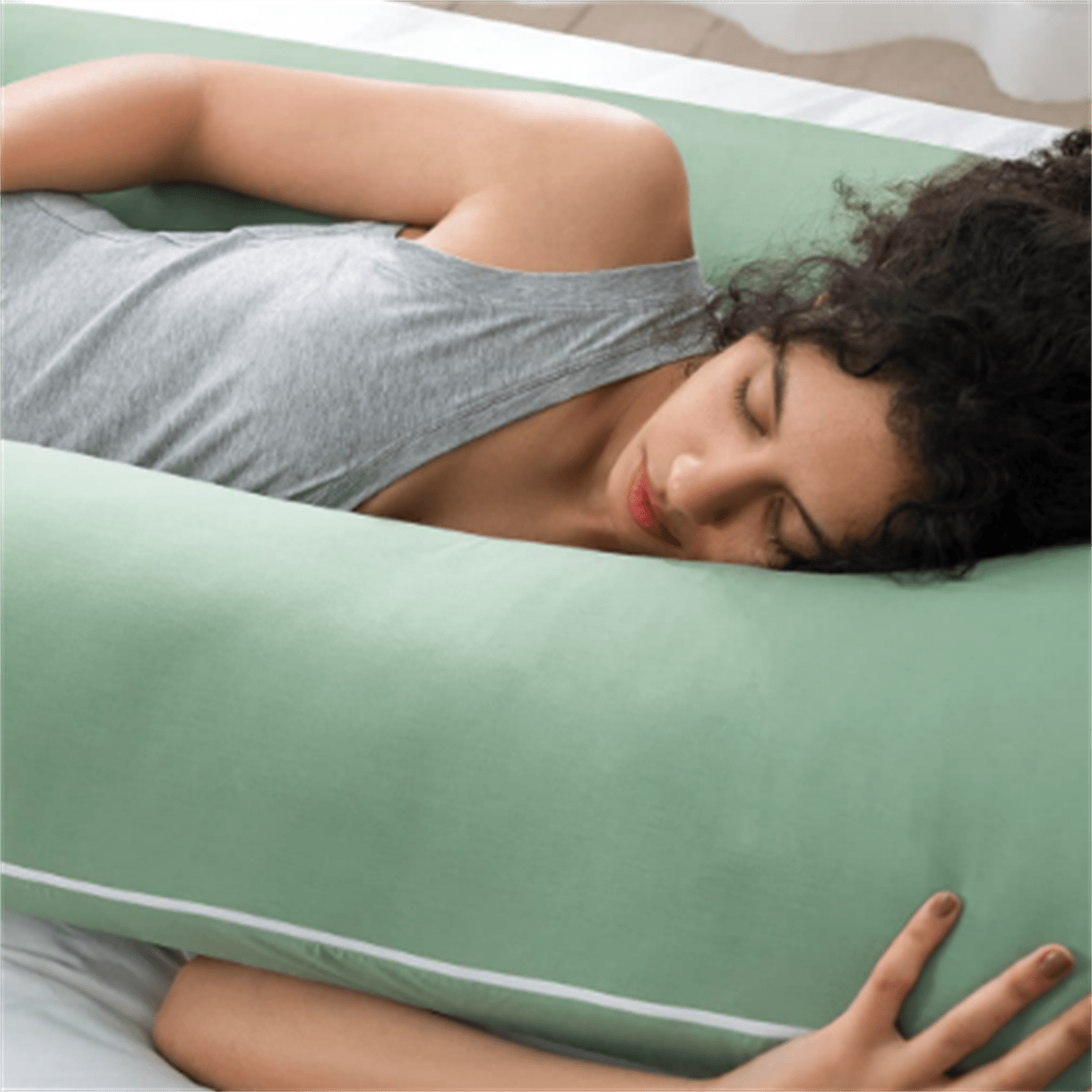 Cooling Pregnancy Pillows, U Shaped Full Body Maternity Pillow for Pregnant Support, Rayon Derived from Bamboo, Buttery Soft, Super Breathable for Hot Sleeper, Green