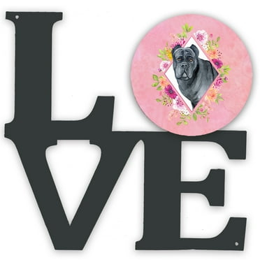 Cane Corso Pink Flowers Metal Wall Artwork LOVE