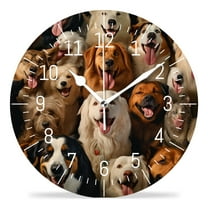 10 Inch Wall Clock Battery Operated Silent Clock Decorative for Office, Kitchen, Outdoor, Living Room，Beautiful Pet Dogs Exquisite