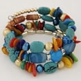 thumbnail image 1 of Nvzi Pulseras de cuentas irregulares multicapa con dijes de flores, estilo retro de verano, joyería étnica, multicolor, 1 of 4