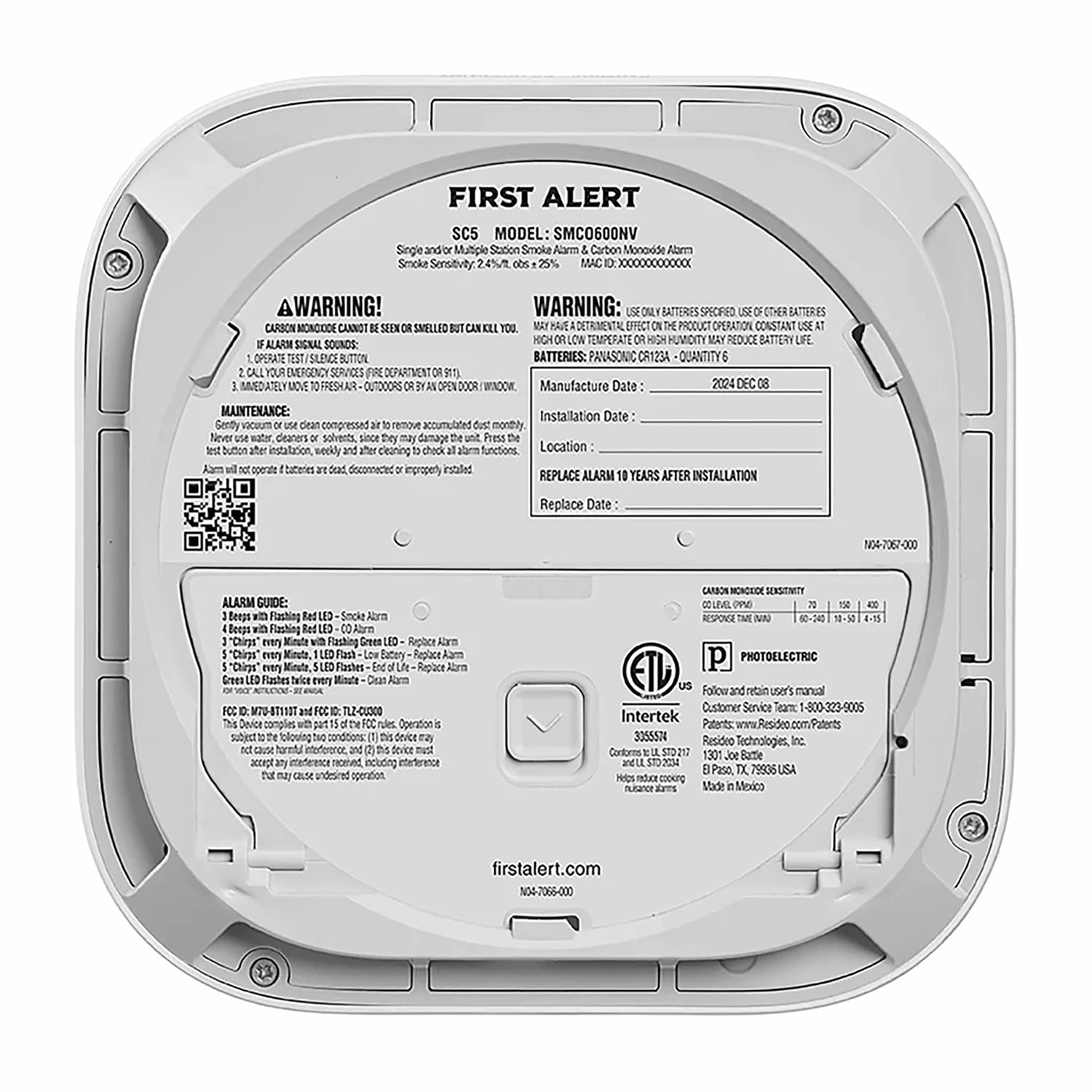 First Alert SC5 Battery Smart 2-in-1 Smoke and CO Alarm with Voice Alerts