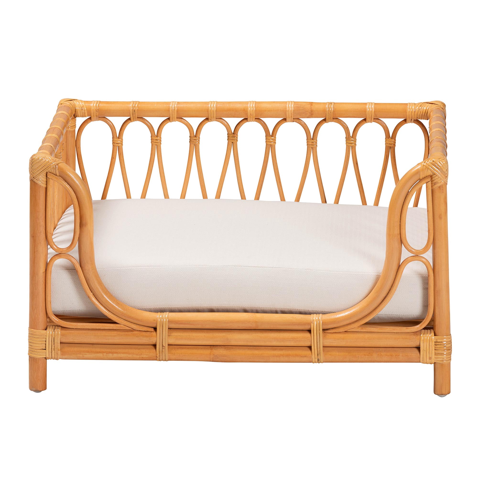 bali & pari Kierra Boho Pet Bed, Natural Rattan, Honey
