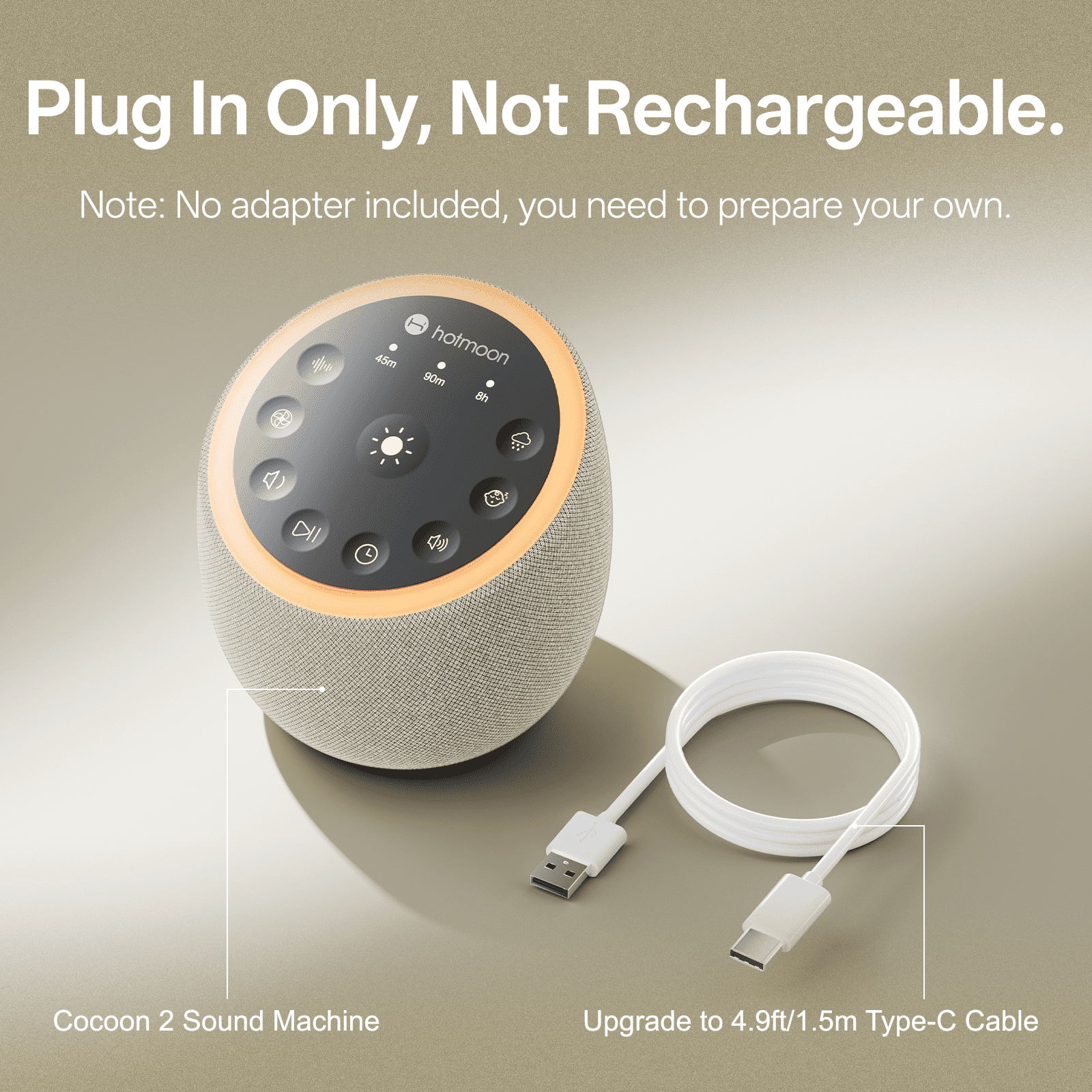 Hotmoon Cocoon 2 White Noise Sound Machine with 40 Sound, Dual Speaker ,Noise Reduction Adult Sleep Aid, Yoga, Meditation