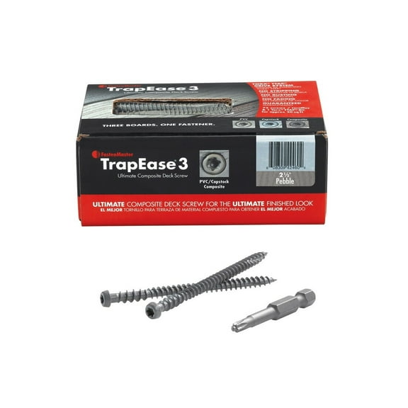 FastenMaster Trapease 3 Deck Screw - Epoxy Coated, Easy Installation - 75 Pc, Gray