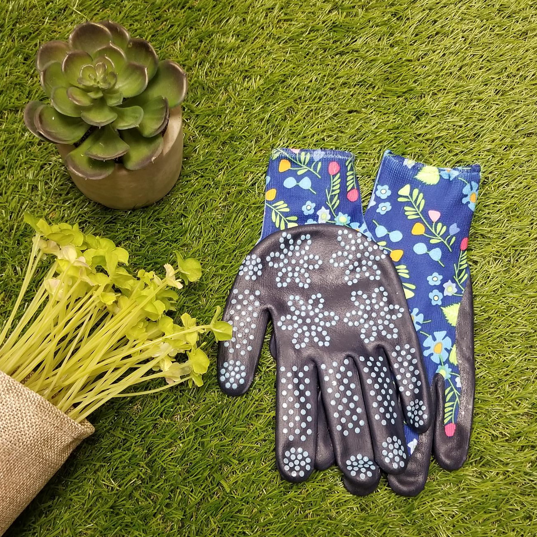 MidWest Gloves & Gear, Ladies, 6 Pack of Max Grip™ Garden Gripping Gloves, Floral Pattern, Size SM