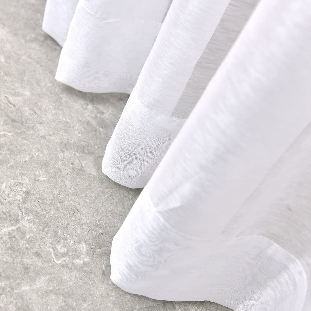 Warm Home Designs Pair of 2 Standard Size 54" (Width) x 84" (Length) Bright White Sheer Window Curtains.  K White 84