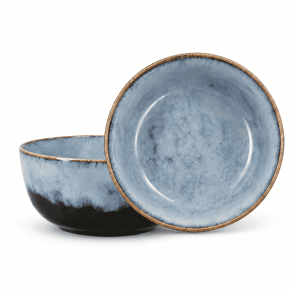 Aycenlaite 20 oz Reactive Glaze Ceramic Cereal Bowls, Ocean Blue, for Soup, Pasta, Salad, Oatmeal, Set of 2