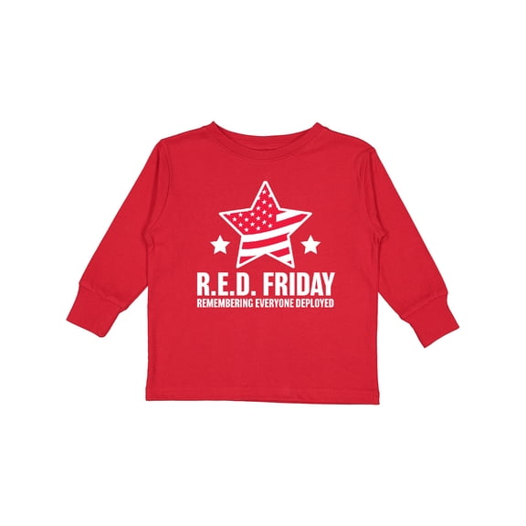 Inktastic Red Friday Remembering Everyone Deployed with Red American Flag Boys or Girls Long Sleeve Toddler T-Shirt