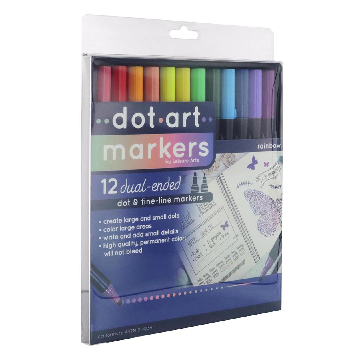Leisure Arts Crafting Dot Art Card and Envelope 5x7 - 12piece Botancal with Markers