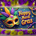 thumbnail image 5 of Colorful Feathers Mardi Gras Banner Gold Masquerade Carnival Display Green Flags Star Decorations Happy Mardi Gras Backdrop for Mardi Gras Party Masquerade Ball Festival Celebration, 5 of 9
