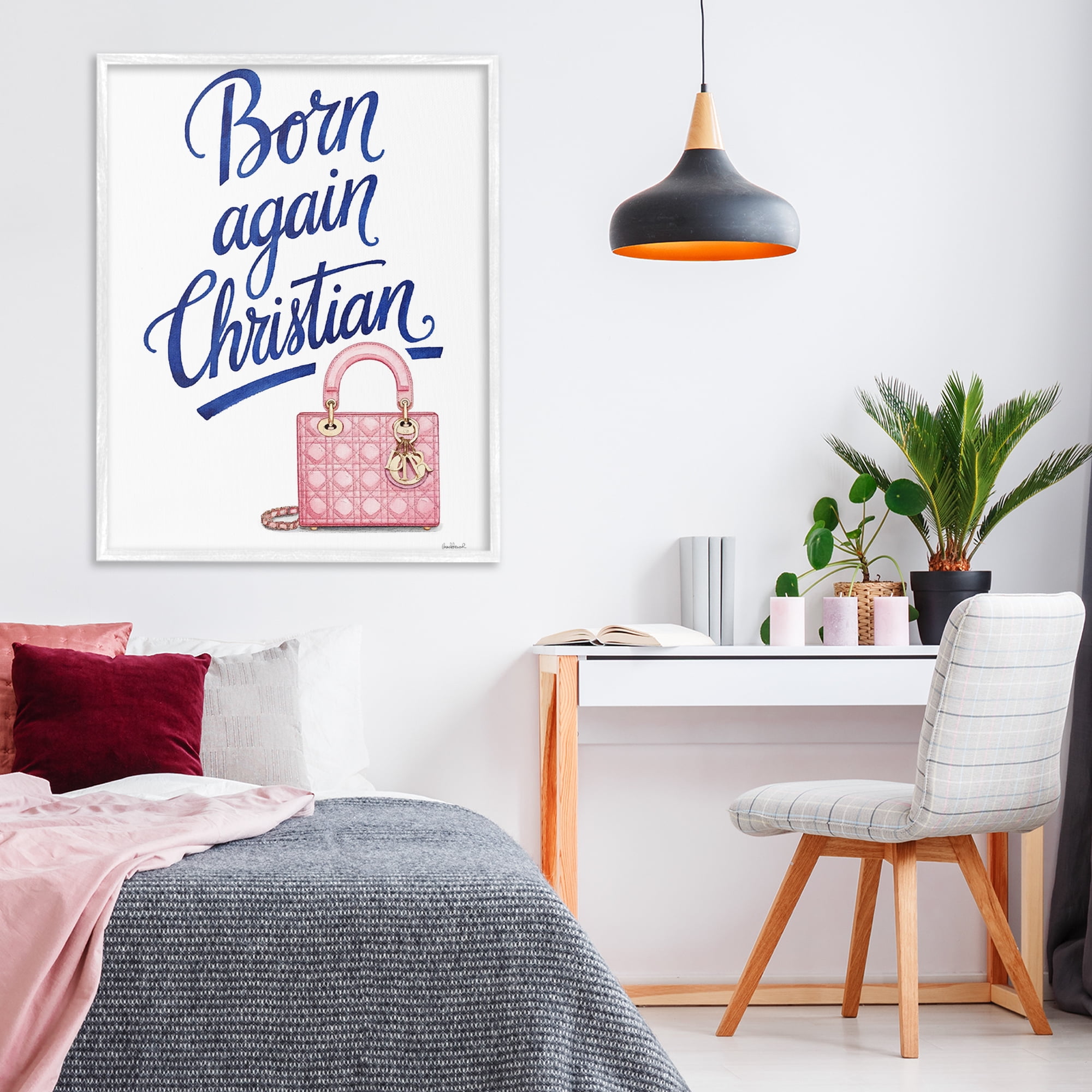 Glam Born Again Christian White Framed Giclee Art, design by Amanda Greenwood