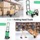 thumbnail image 5 of 2-in-1 folding hand truck dolly collapsible con folding basket retractable handle 4 wheels 330lb capacity-ideal para para moving y shopping (green), 5 of 7
