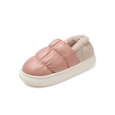 

Harsuny Unisex Moccasins Slipper Memory Foam Warm Shoe Slip On Slippers Bedroom Breathable Lightweight Home Shoes Plush Lined Slides Pink 5.5-6