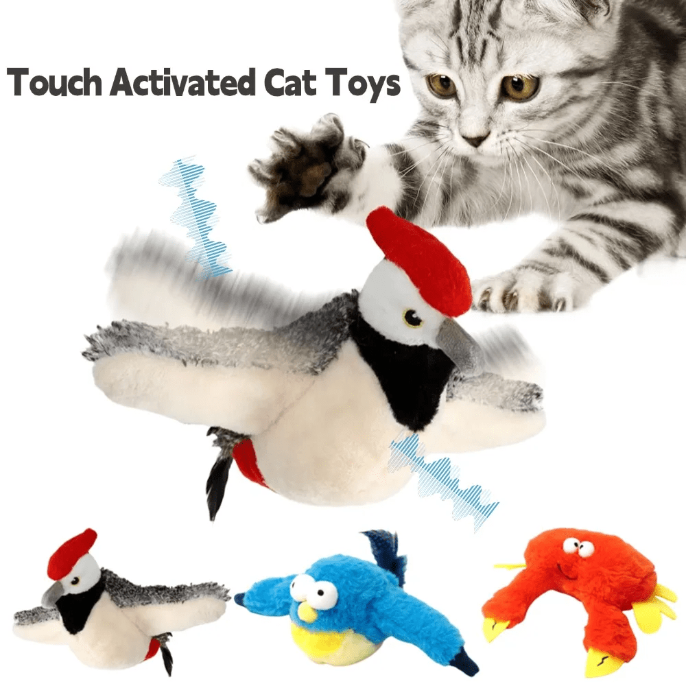 Popular Electric Chattering Bird Cat Toy Small Bird Sound Simulation Toy Cat Play Self-Hi Cat Teaser Play with cat