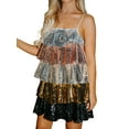 thumbnail image 2 of Michellecmm  Women's Sleeveless Backless V Neck Layered Ruffle Sequins Dress, 2 of 9