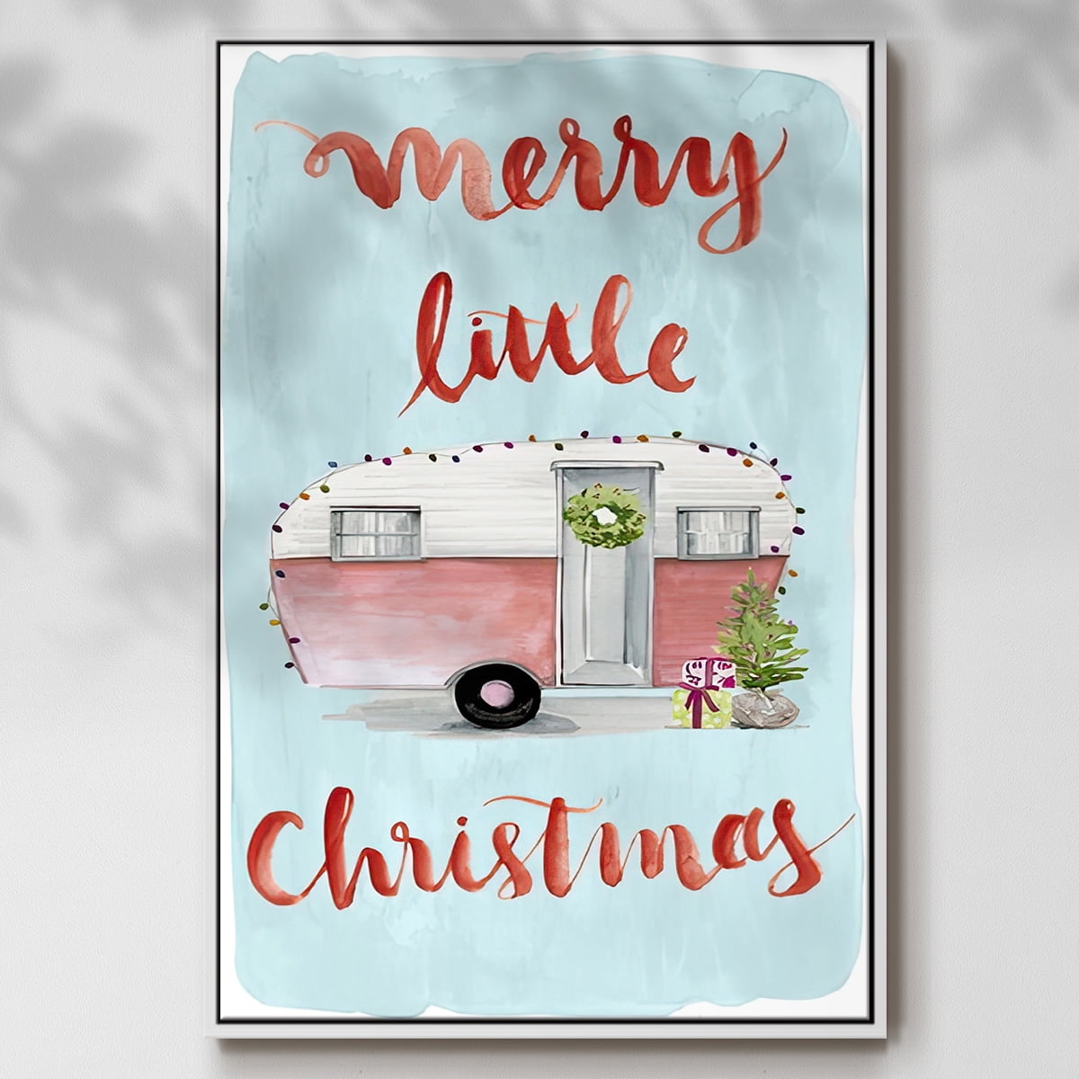 Christmas Cars Collection B - Framed Gallery Wrapped Holiday Canvas - 27 x 41 - White Frame