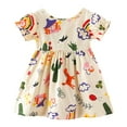 thumbnail image 1 of felwors Robe d'Été pour Filles, Encolure Carrée, Manches Courtes, Taille Croisée, Robe Trapèze Courte Décontractée, 1 of 5