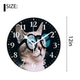 thumbnail image 2 of 12 Inch Wall Clock Battery Operated Silent Clock Decorative for Office, Kitchen, Outdoor, Living Room，aCat Wearing Glasses Beautiful, 2 of 4