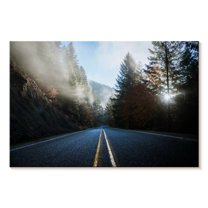 Elephant Stock Crater Lake Road Wall Art - Horizontal Canvas Wall Art - Living Room Wall Decor - Transportation Canvas - Black And Blue Decor - 36" x 24"