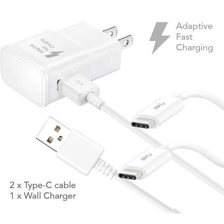 LG G5 Charger Fast Type-C USB 2.0 Cable Kit by Ixir - {Fast Wall Charger + 2 Type-C Cable}