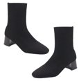 thumbnail image 1 of WORGEOUS 1 par de botas de tacón grueso para mujer, botas con parte superior tejida de otoño, tacones cuadrados gruesos, 1 of 7