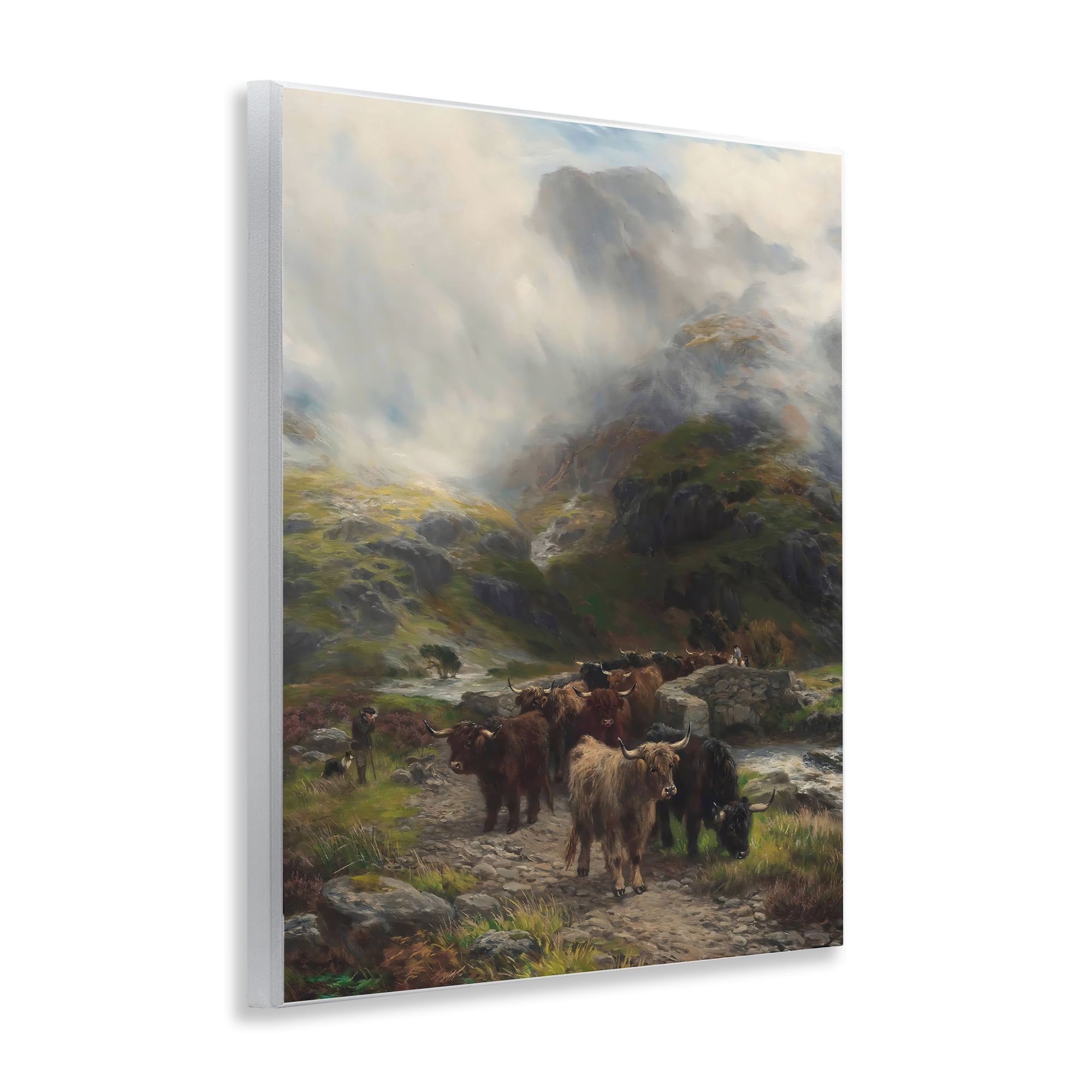Stupell Industries Moody Highland Cows Herd Wall Plaque Art, design by Arlington Prints