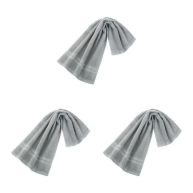 QualitChoice Sports Towel Solid Color Unisex Replacement Water Absorbent Gym Running Jogging Basketball Towel Washcloth Accessories Light Grey 3PCS