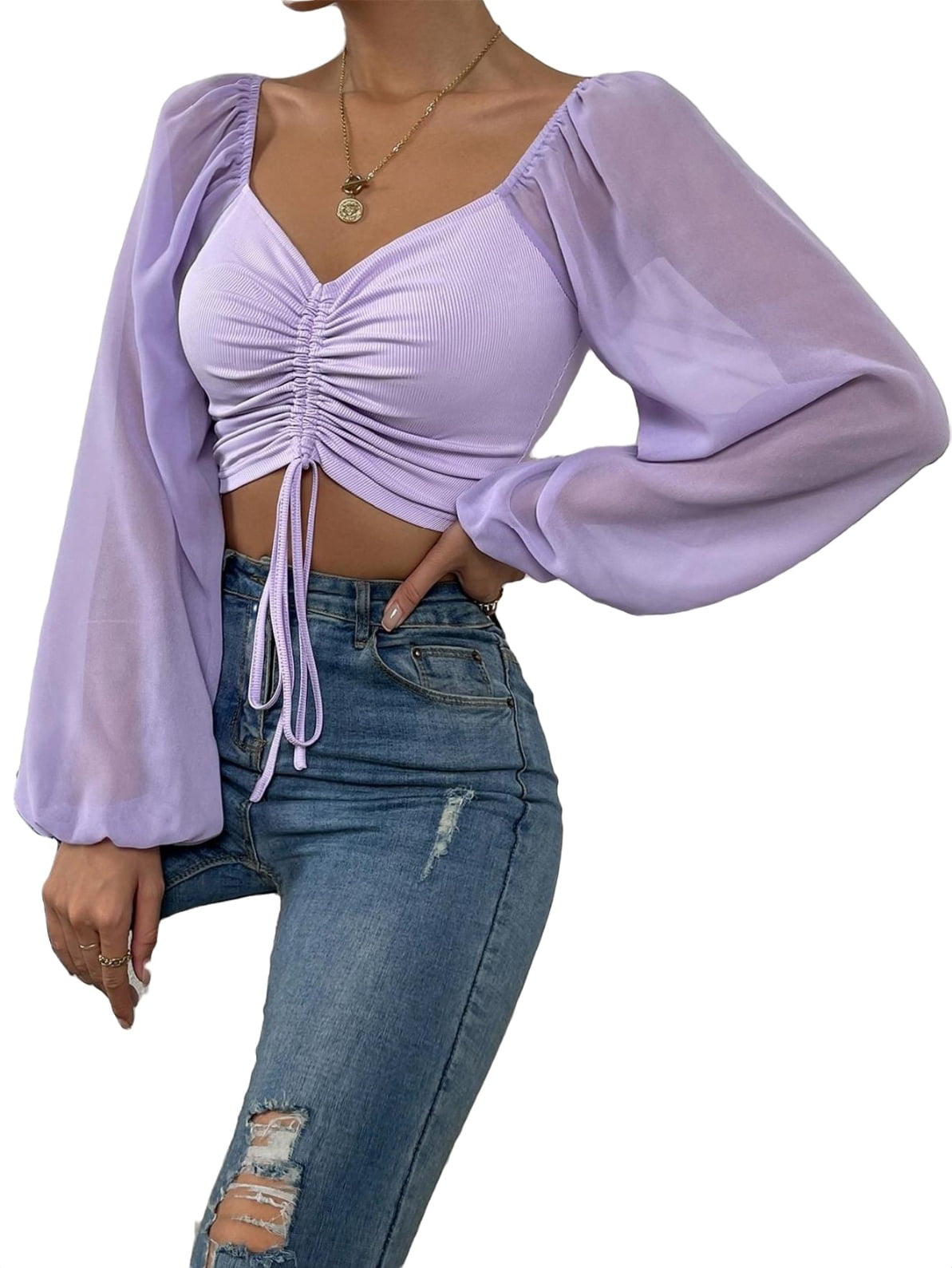 Hyades Braided Long Sleeve Top, Lilac