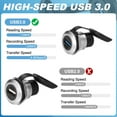 thumbnail image 5 of USB3.0 Panel Mount Adapter, Female to Female Panel Mount Connector Socket Round USB Data Extension Coupler Adapter with Dust Cover for Data Transfer/Charging, Silver, 5 of 7