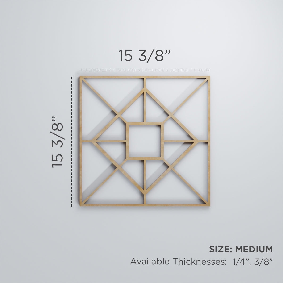 Ekena Millwork 15 3/8"W x 15 3/8"H x 1/4"T Medium Jamestown Decorative Fretwork Wood Wall Panels, Walnut