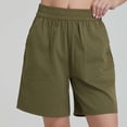 thumbnail image 6 of LEKWK Short Pants for Women High Waisted Elastic Summer Pants Pockets Casual Pants Breathable Soft Beach Vacation Lounge Daily Holiday Outfits, 6 of 7
