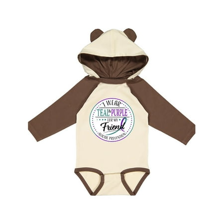 

Inktastic Suicide Prevention- I Wear Teal and Purple for My Friend Gift Baby Boy or Baby Girl Long Sleeve Bodysuit