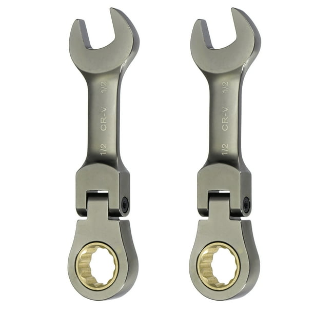 Uxcell 2 piezas de llave de trinquete de cabeza flexible 1/2" SAE 72 dientes 12 PT llave de trinquete