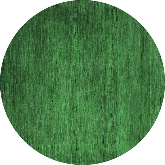 Ahgly Company Indoor Round Abstract Emerald Green Modern Area Rugs, 7' Round