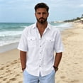 thumbnail image 3 of Yungyresw Short Sleeve Shirt for Men Turn Down Collar Double Pocket Casual Tshirts Breathable Summer Loose Shirts, 3 of 8