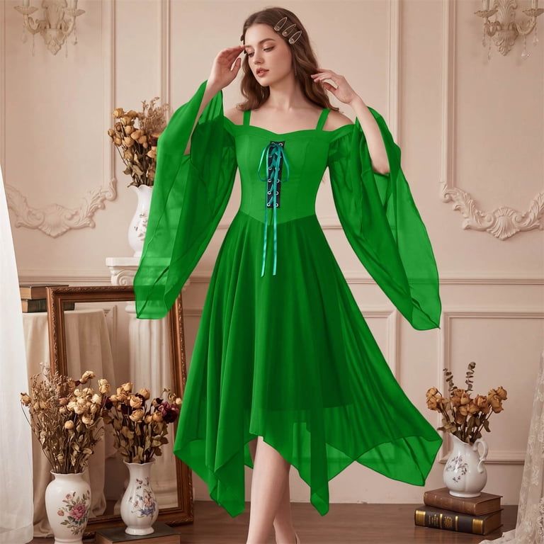 green velvet long sleeve midi dress with Fit and Flare Silhouette and Buttons Green / Custom Order Wovens main image 1