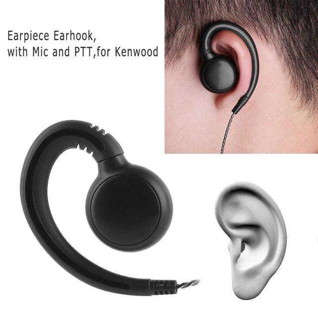 Auricular giratorio 180 con micrófono y PTT para Kenwood Radio Walkie de 2 vías